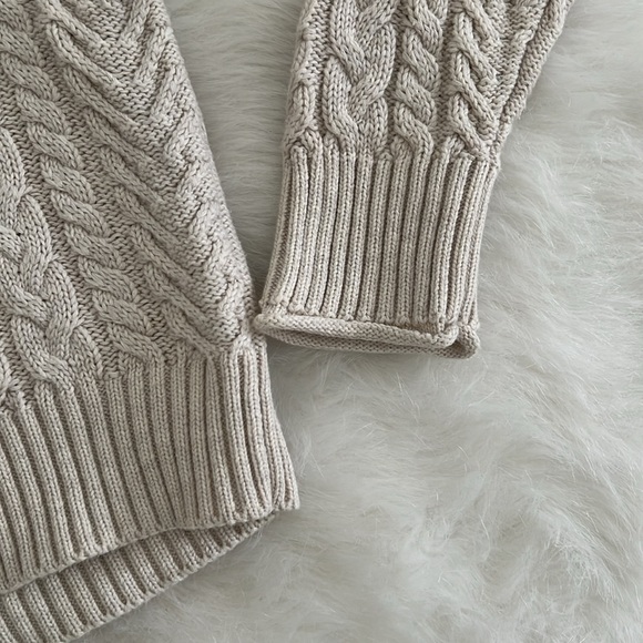 Evereve Alexis Strong Shoulder Cable Pullover- Cream - Size Large - Picture 5 of 8